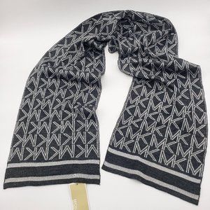 NWT Michael Kors Black Silver Grey MK Scarf Wrap